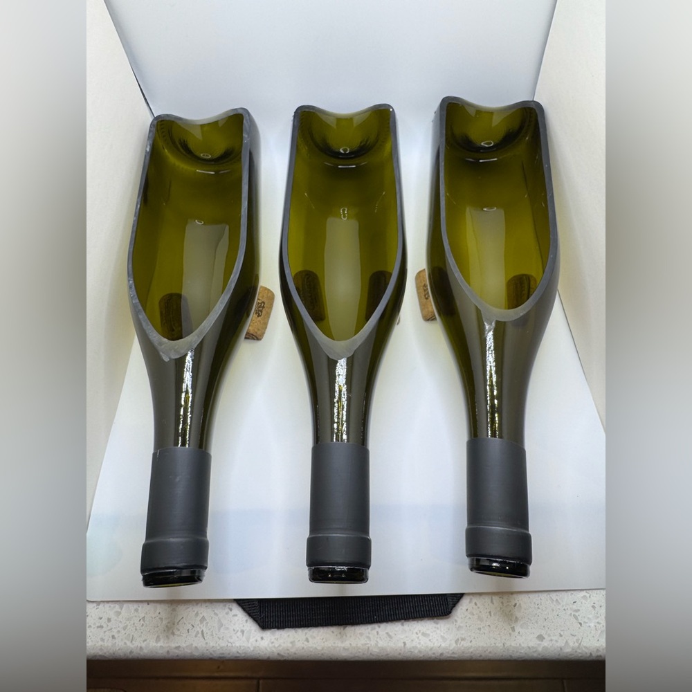 Set - Wine Bottle serving dishes and hanging candle holder.